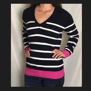 J. Crew Stripped V-Neck Sweater Large